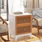 Costway 1/2 PCS Rattan Nightstand with Storage Wood End Sofa Side Table with 2 drawers Wood Legs